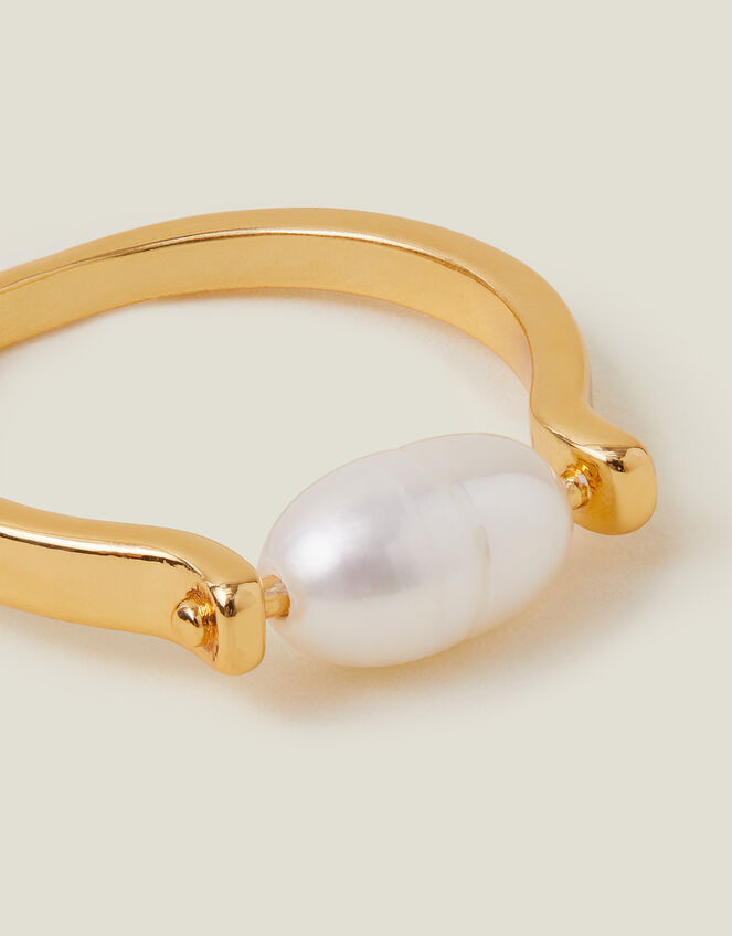 14ct Gold-Plated Spin Pearl Ring, Gold (GOLD), large