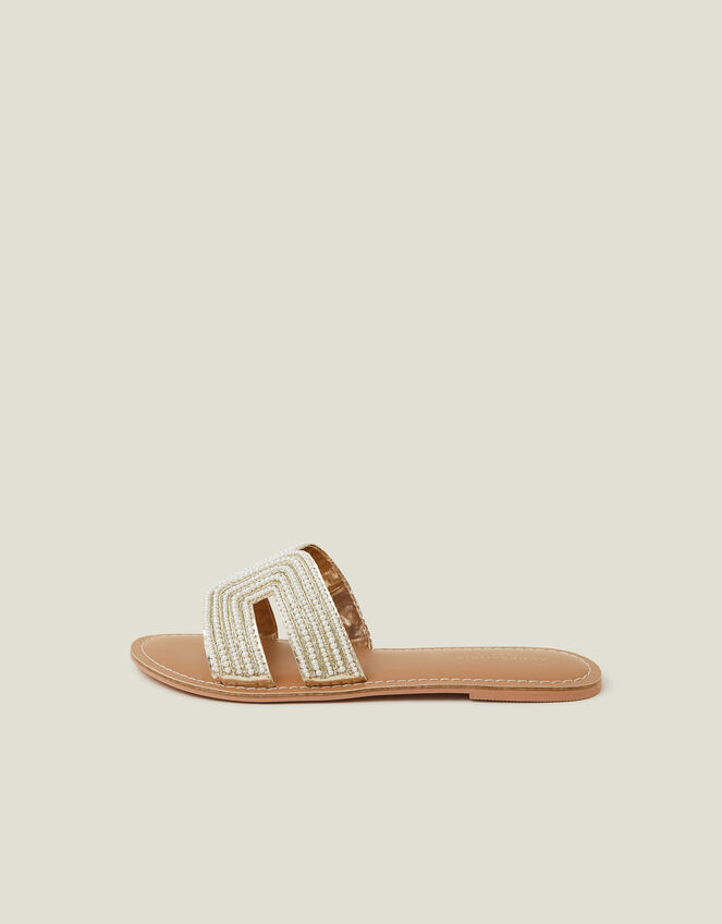 Pearl Embellished Cut-Out Sliders, Cream (PEARL), large