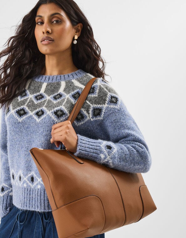 Plain Tote Bag, Tan (TAN), large