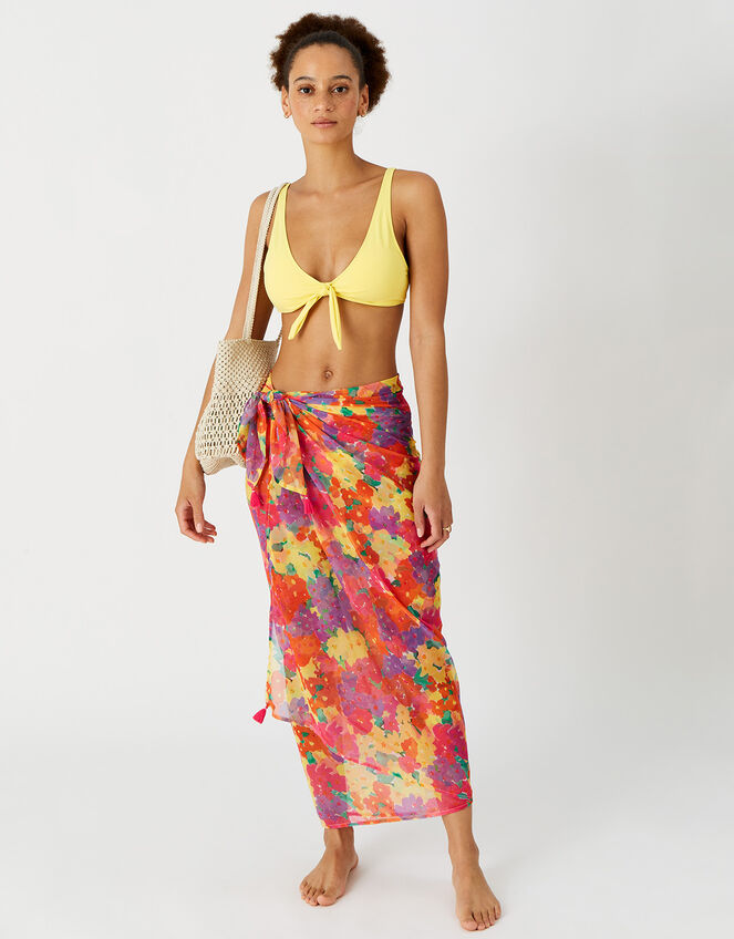 Pop Floral Print Sarong, , large