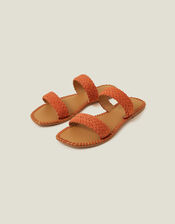 Suede Double Strap Sliders, Orange (ORANGE), large