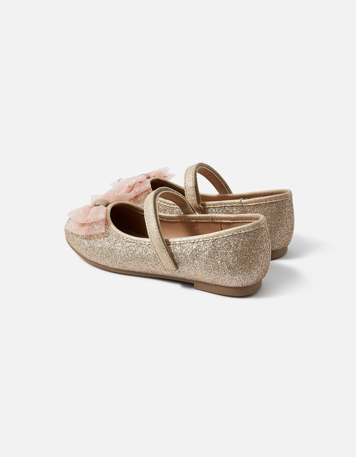 Kids Sparkle Bow Ballerina Flats Gold Girls shoes Accessorize