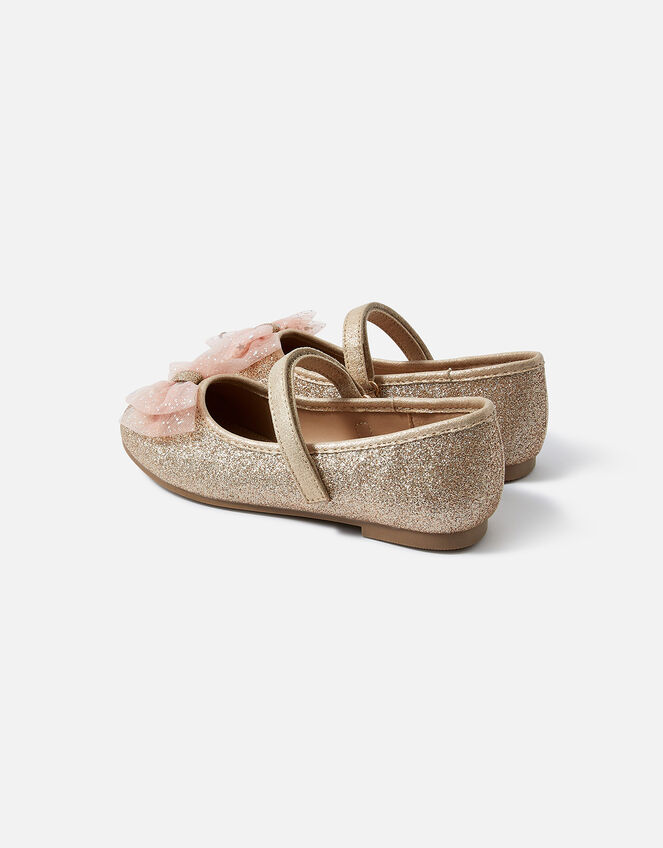 Kids Sparkle Bow Ballerina Flats, Gold (GOLD), large