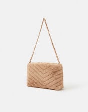 Faux Fur Chain Strap Shoulder Bag, , large