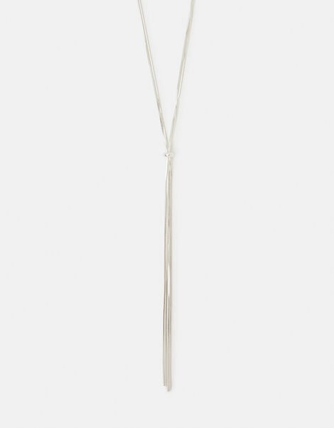 Slinky Lariat Necklace, Silver (SILVER), large