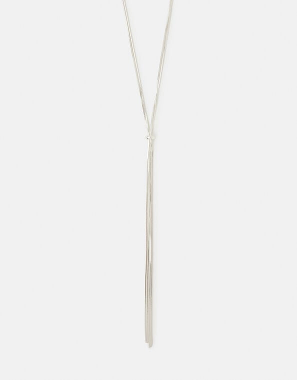 Slinky Lariat Necklace, Silver (SILVER), large