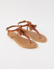 Suede Tassel Sandals, Tan (TAN), large