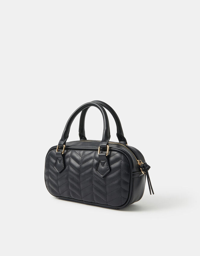 Chevron Quilted Crossbody Handbag, Black (BLACK), large