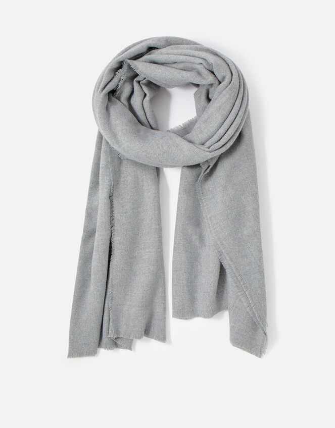 Plain Super-Soft Blanket Scarf Grey, , large