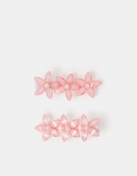 2-Pack Girls Crystal Flower Hair Clips, , large