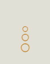 3-Pack 14ct Gold-Plated Surgical Steel Hoops, , large