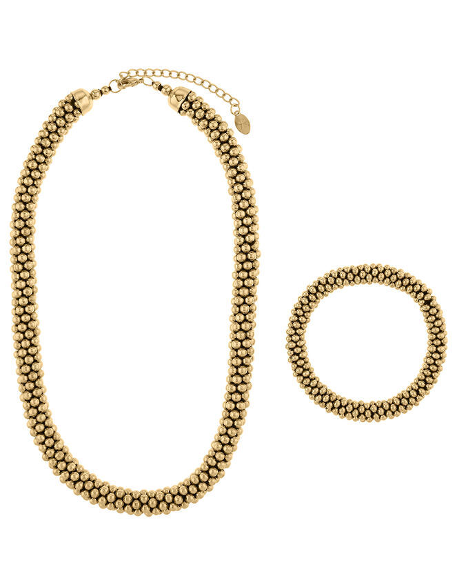 Bobble Necklace and Bracelet Set, Gold (GOLD), large