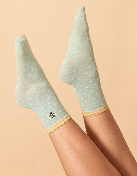 Embroidered Bee Socks, , large