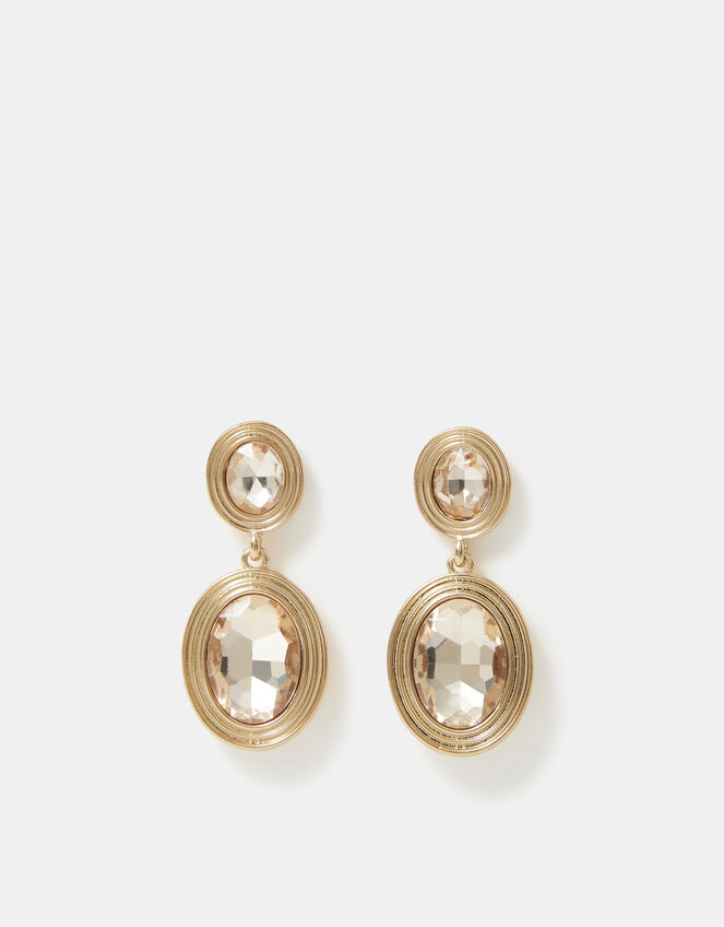 Double Oval Gemstone Drop Earrings , , large