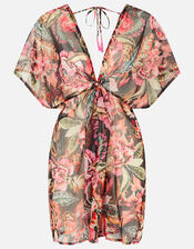 Oriental Print Chiffon Kaftan , Multi (DARKS-MULTI), large