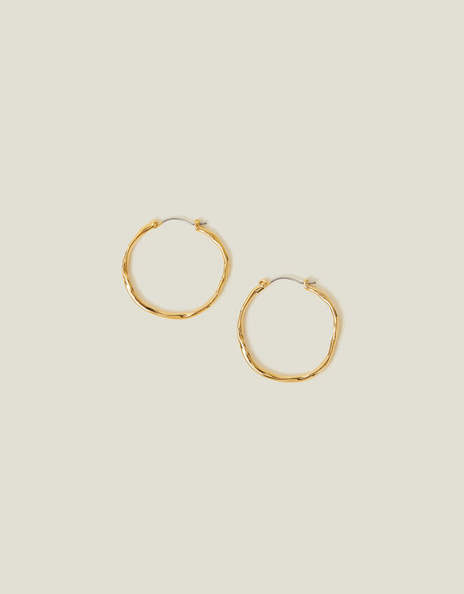 14ct Gold-Plated Molten Hoops, , large