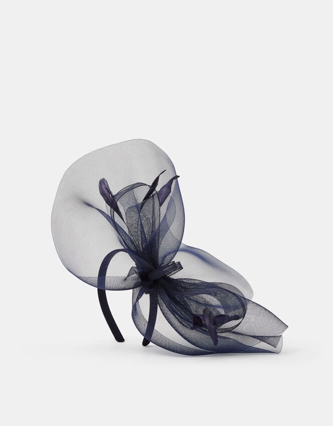 Large Crin Fascinator, Blue (NAVY), large