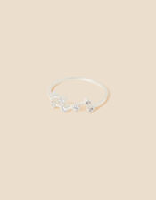 Recycled Sterling Silver Sparkly Constellation Leo Ring, White (ST CRYSTAL), large
