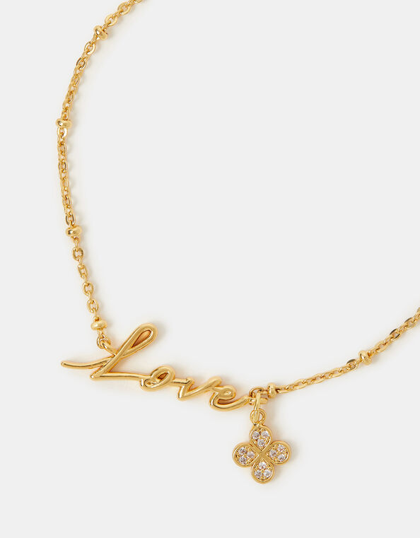 14ct Gold-Plated Love Charm Bracelet, , large