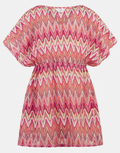 Girls V-Neck Crochet Kaftan, Multi (BRIGHTS MULTI), large