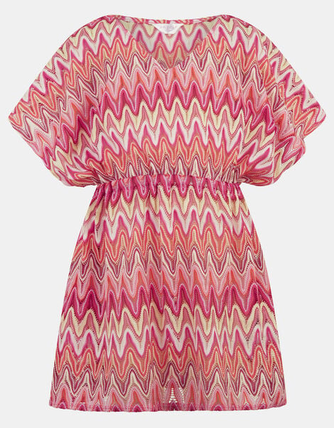 Girls V-Neck Crochet Kaftan, Multi (BRIGHTS MULTI), large