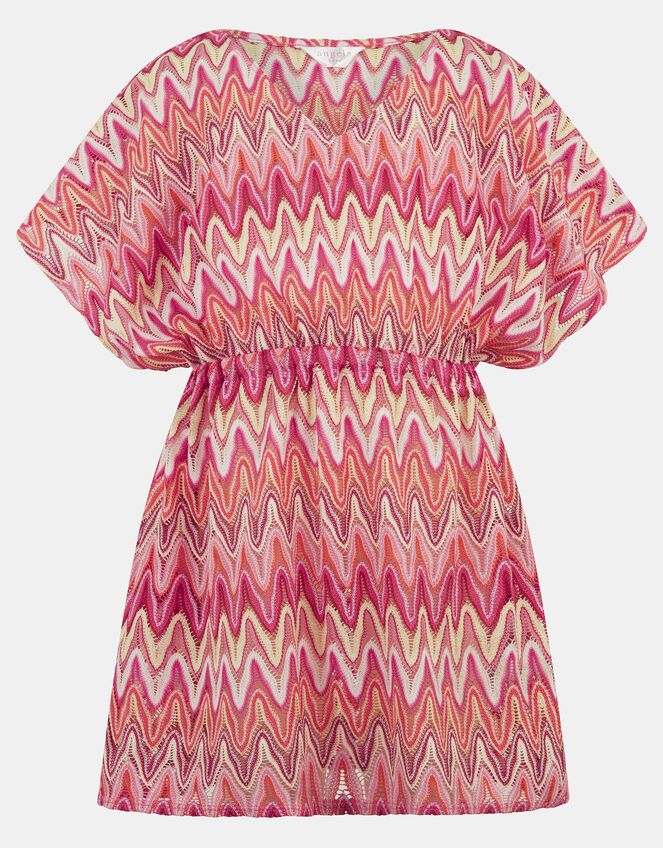 Girls V-Neck Crochet Kaftan, Multi (BRIGHTS MULTI), large