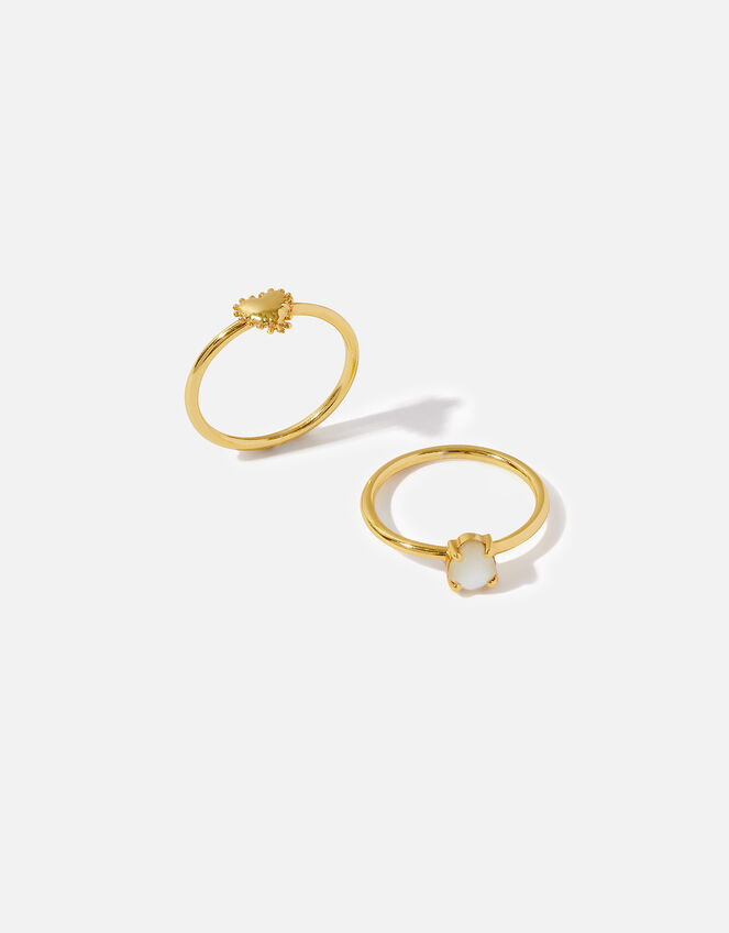 Gold-Plated Set of Two Grecian Heart Rings, Gold (GOLD), large