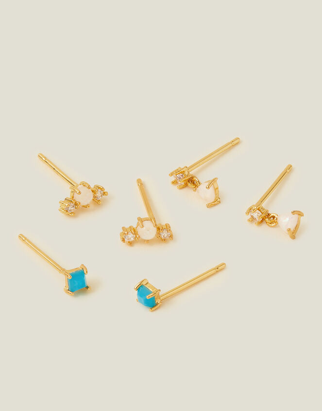 14ct Gold-Plated Studs Set of Three, , large