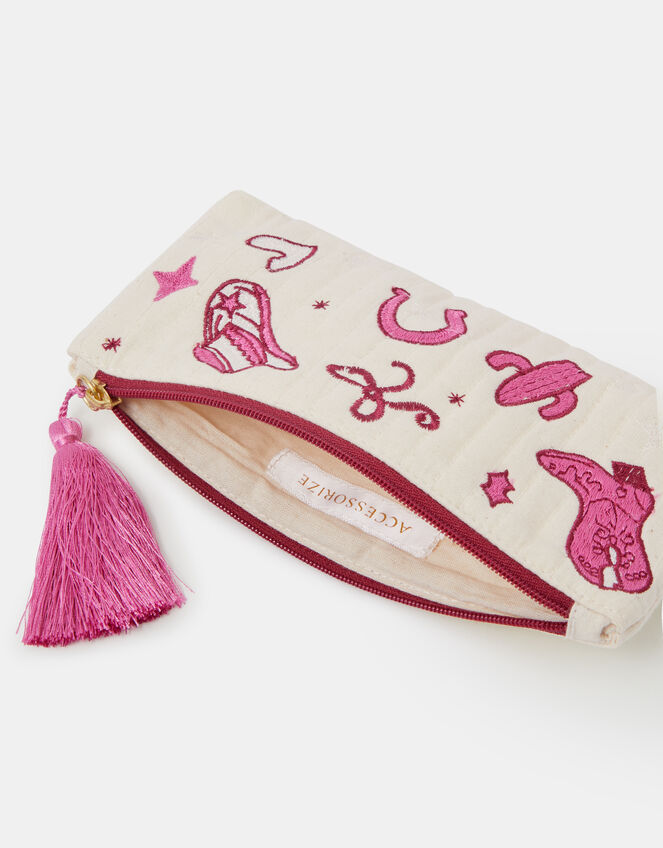 Girls Cowboy Quilted Pencil Case, , large