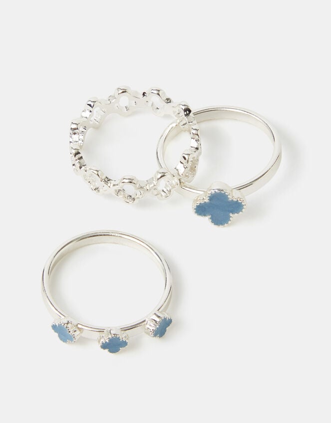 3-Pack Clover Rings, Blue (BLUE), large