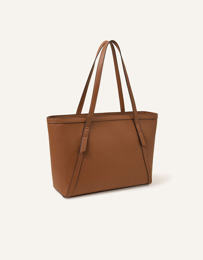 Artisanal Strap Detail Tote Bag, Tan (TAN), large