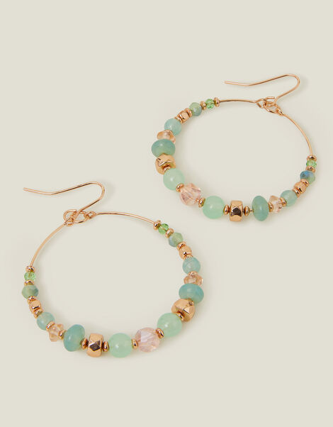 Bead Drop Hoop Earrings, , large