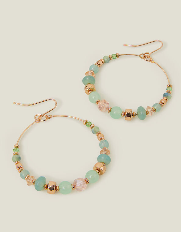 Bead Drop Hoop Earrings, , large