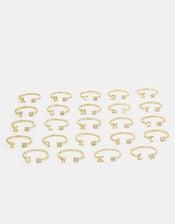 14ct Gold-Plated Adjustable Initial Ring, Gold (GOLD), large