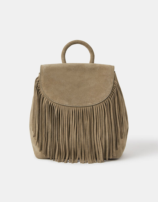 Leather Fringe Backpack , , large