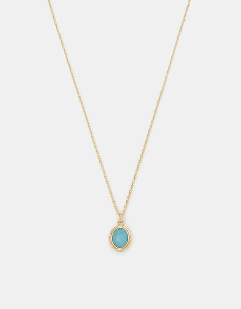 14ct Gold-Plated Blue Quartz Pendant Necklace, , large