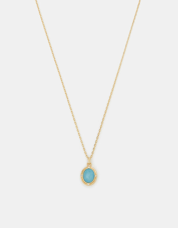 14ct Gold-Plated Blue Quartz Pendant Necklace, , large