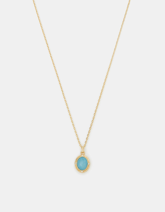 14ct Gold-Plated Blue Quartz Pendant Necklace, , large