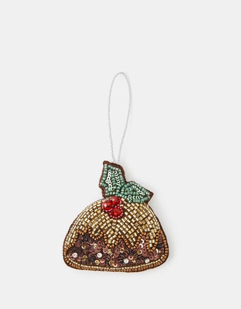 Christmas Pudding Embellished Tree Decoration, , large