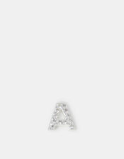 Sterling Silver Initial Flatback Stud, Silver (ST SILVER), large