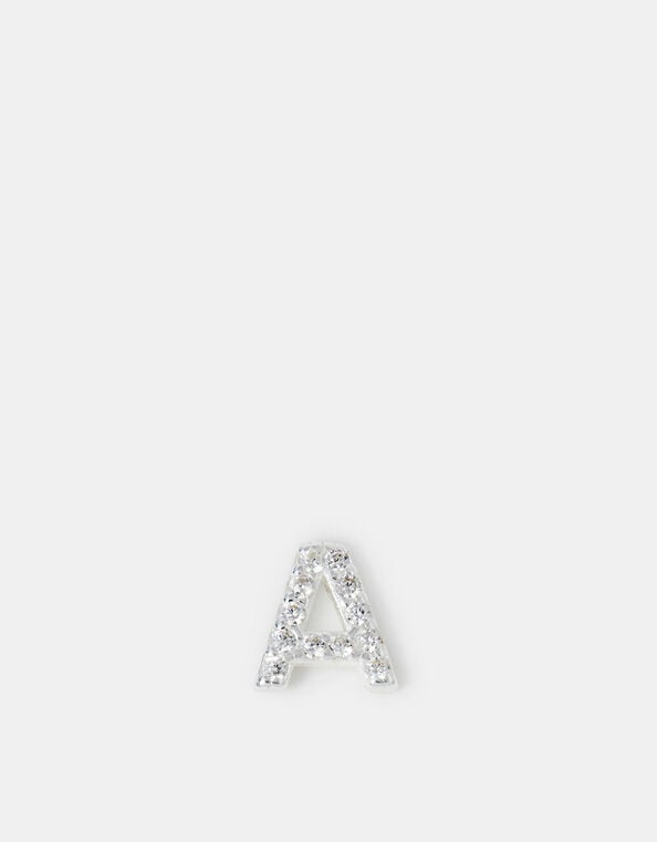 Sterling Silver Initial Flatback Stud, Silver (ST SILVER), large