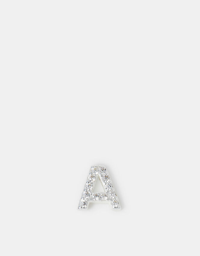 Sterling Silver Initial Flatback Stud, Silver (ST SILVER), large