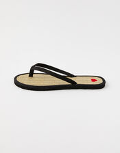 Heart Seagrass Flip Flops, Black (BLACK), large