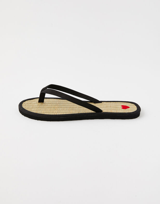 Heart Seagrass Flip Flops, Black (BLACK), large