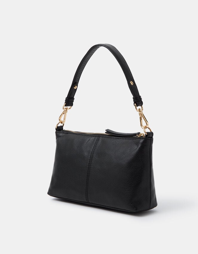 Leather Crossbody Handbag, Black (BLACK), large