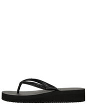 Eva Glitter Wedge Flip Flops, Black (BLACK), large