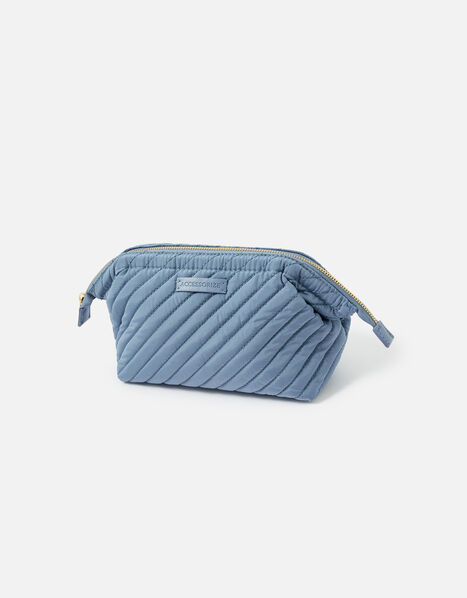 Quilted Wash Bag with Recycled Fabric Blue, Blue (BLUE), large