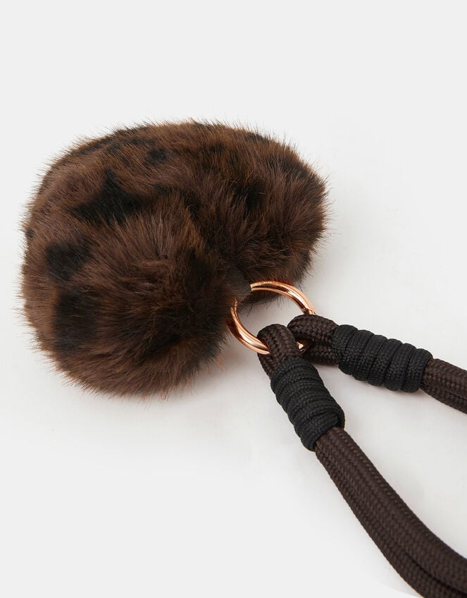 Fluffy Leopard Heart Bag Charm, , large