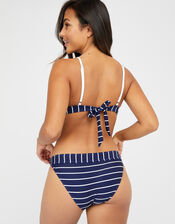 Striped Lace-Up Bikini Top, Blue (NAVY), large