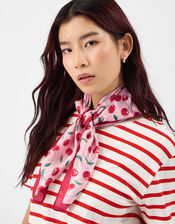 Cherry Print Square Satin Scarf, , large
